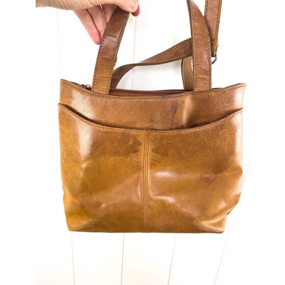 Rolf’s Tan Leather Crossbody Bag With Diamond Bead Design Boho Vintage - Picture 14 of 16